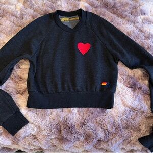 Aviator Nation Charcoal Sweatshirt with Red Heart - Childrens Small